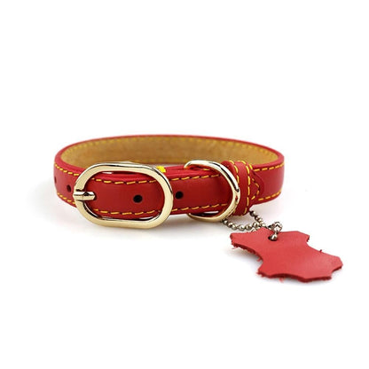 Classic Leather Dog Collar with Hangtag